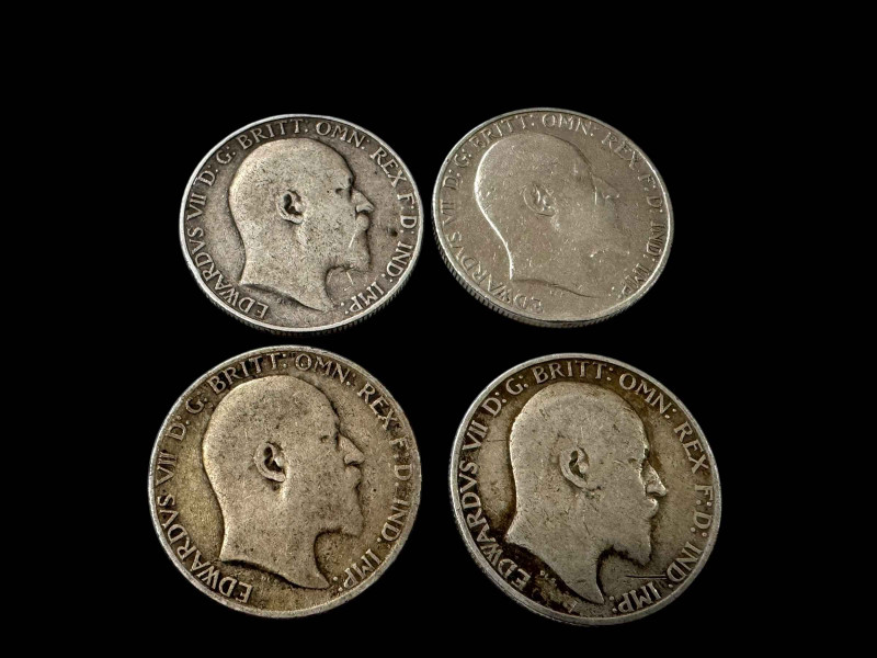 Edward VII four silver florins 1902-04.