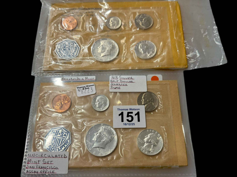 Two USA 1964 mint silver 90% coin sets.