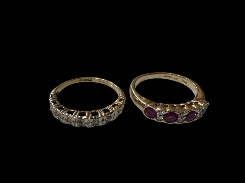 Two 9 carat gold gem set rings.