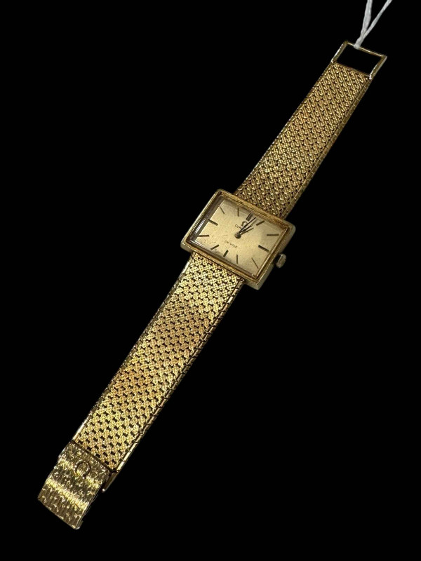 18 carat gold Omega de Ville lady's bracelet watch.