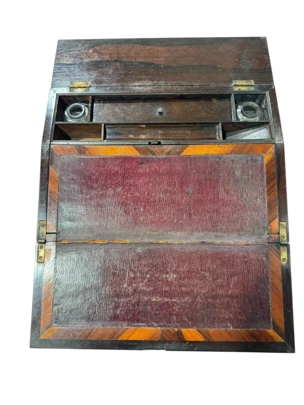 19th Century inlaid writing slope, 35cm across.