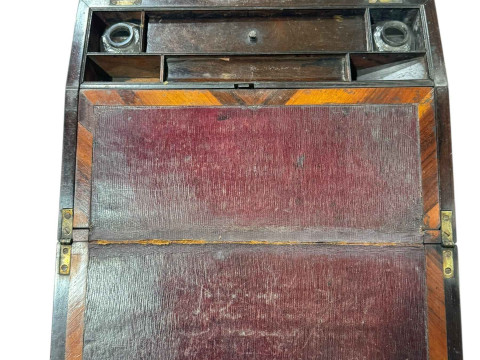 19th Century inlaid writing slope, 35cm across. thumbnail