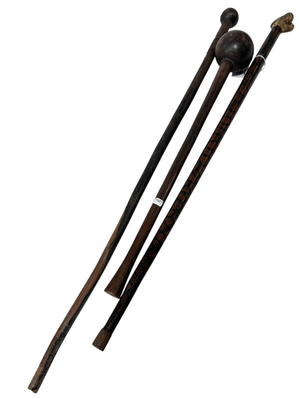 African knob kerrie, club stick and walking stick (3).