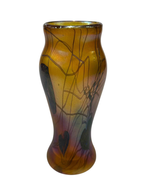 John Ditchfield signed glasform vase, with label, 20cm.