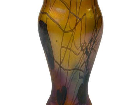 John Ditchfield signed glasform vase, with label, 20cm.