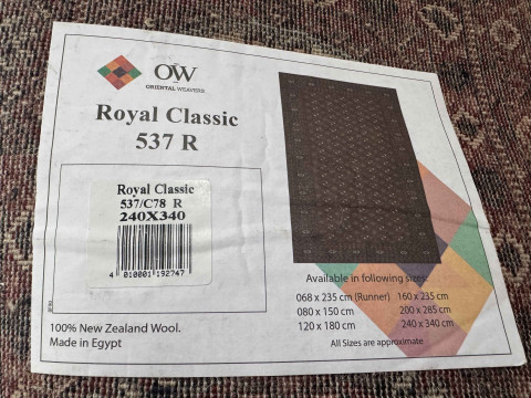 As new Royal Classic 537R carpet, 3.40 x 2.40m. thumbnail