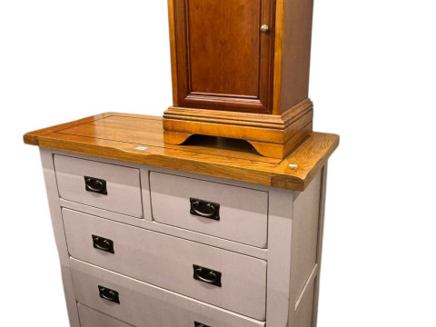 Barker and Stonehouse oak and grey five-drawer chest together with a And...