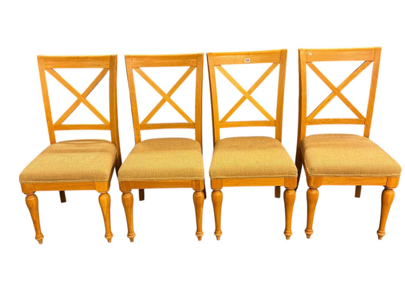 Set of four Barker and Stonehouse light oak 'X' rail back dining chairs.
