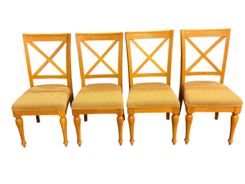 Set of four Barker and Stonehouse light oak 'X' rail back dining chairs.
