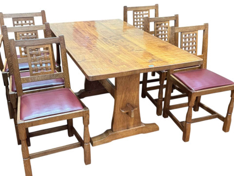 Colin 'Beaverman' Almack adzed top rectangular dining table, 76 x 82 x...