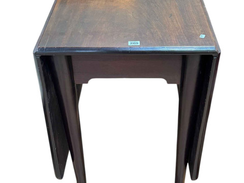 Georgian mahogany drop leaf pad foot dining table.