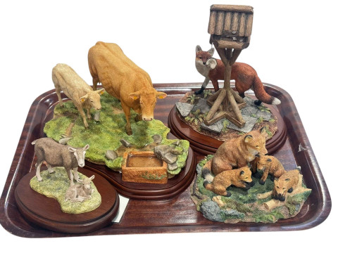 Three Border Fine Art groups, Blonde D'Aquataine Cow & Calf, The Scrounger...