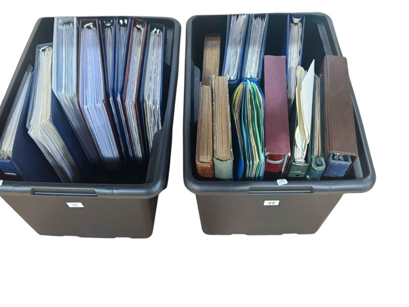 Nineteen organised stamp albums.