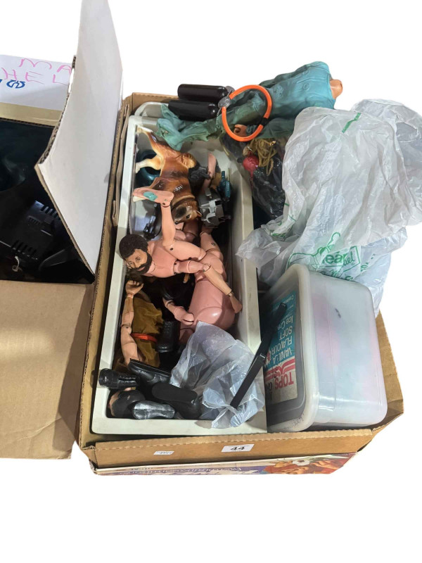 Action Man figures and accessories including tank, pursuit craft, etc.