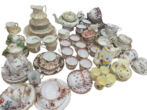 Collection of assorted teawares including Spode Fleur de Lys, Dresden,...