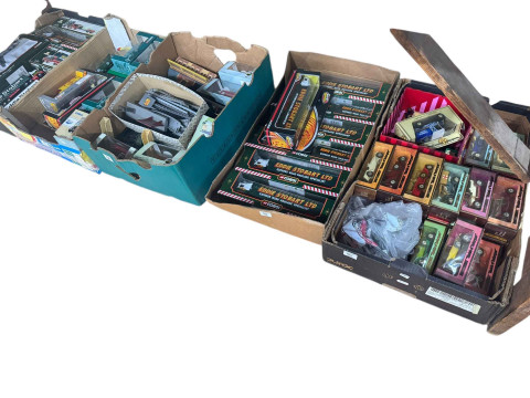 Five boxes of model vehicles including Eddie Stobart and other Corgi models, Matchbox Models of Yesteryear, Oxford Diecast, etc. thumbnail