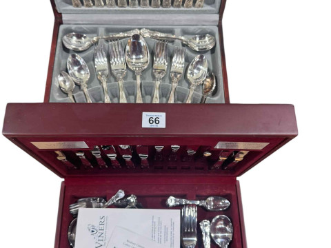 Viners canteen of Kings Pattern cutlery and two part canteens of cutlery.