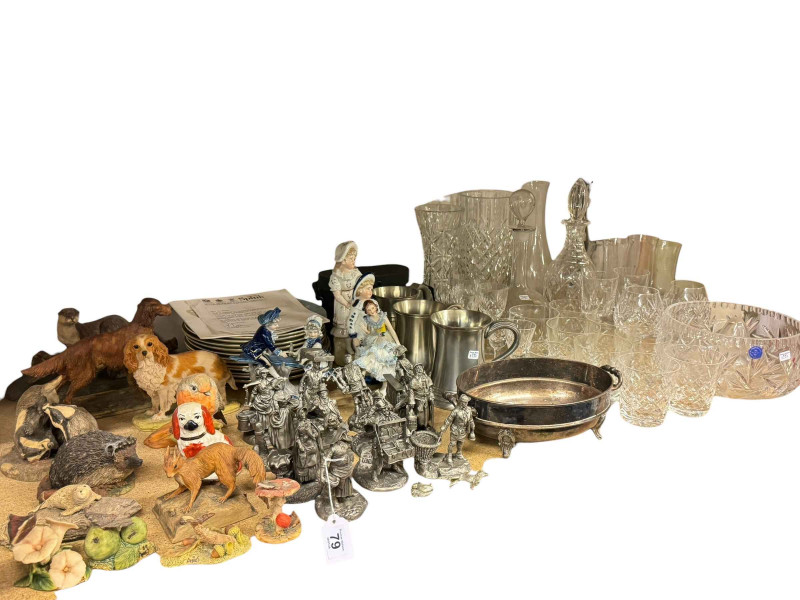 Border Fine Art and other animal ornaments, pewter figures, collectors plates, glassware, etc.