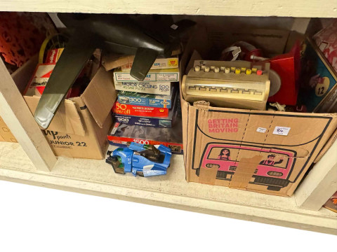 Vast collection of vintage toys and games, annuals and other books, three pairs of vintage football boots, football programmes, Lego, Star Wars, badges, etc. thumbnail