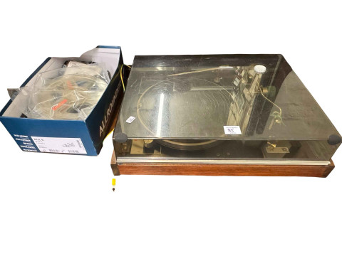 Collection of vintage Hifi equipment including Sony tape recorder, Connoisseur record player, Rotel tuner and amp, pair Wharfedale speakers, etc. thumbnail