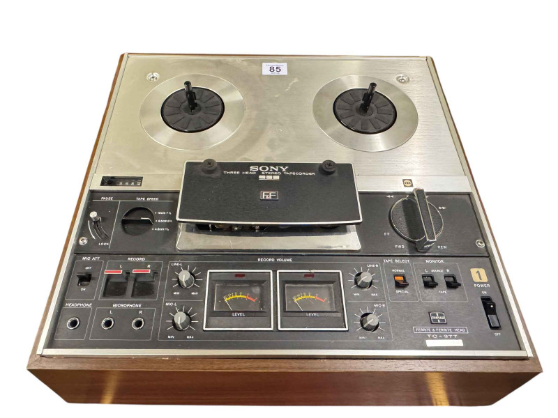 Collection of vintage Hifi equipment including Sony tape recorder, Connoisseur record player, Rotel tuner and amp, pair Wharfedale speakers, etc.