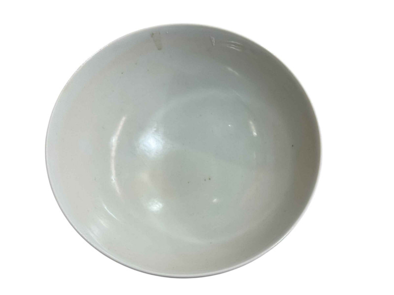 Chinese blue and white glazed pottery bowl with raised floral decoration with Yangzheng mark to base, 13cm diameter.