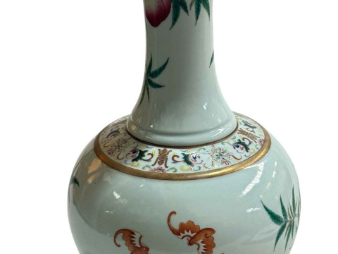 Large Chinese vase decorated with nine peaches and bat with Guangxu mark to base, 39cm. thumbnail