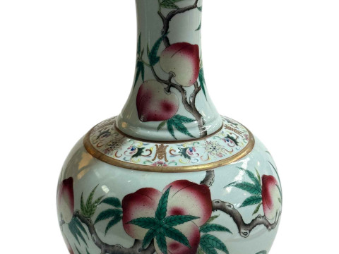 Large Chinese vase decorated with nine peaches and bat with Guangxu mark...