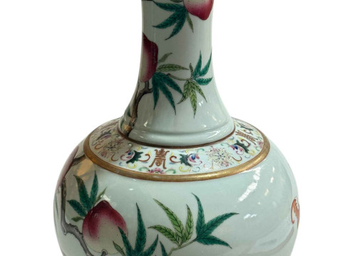 Large Chinese vase decorated with nine peaches and bat with Guangxu mark to base, 39cm. thumbnail