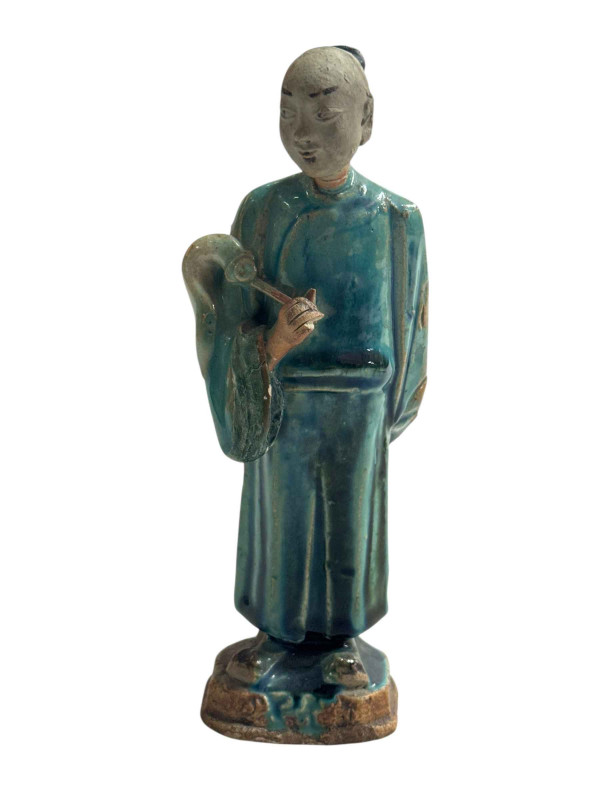 Chinese glazed Mudman figure, 18cm.