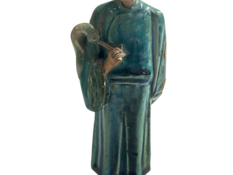 Chinese glazed Mudman figure, 18cm.