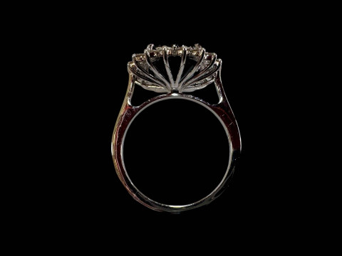 18 carat white gold, sapphire and diamond cluster ring with sapphires totalling over 5.5 carats. thumbnail
