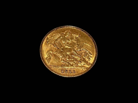 George V 1911 gold half sovereign.
