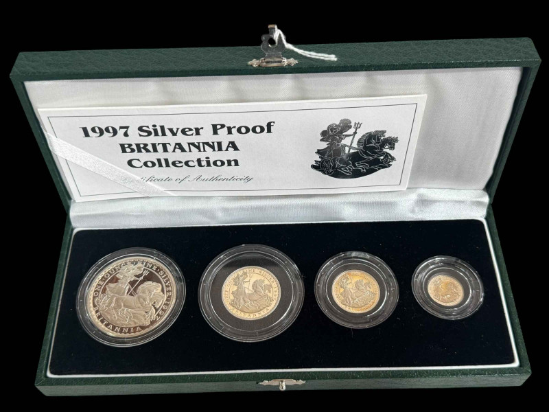 1997 Silver Proof Britannia Collection £2, £1, 50p and 20p, with certificate.