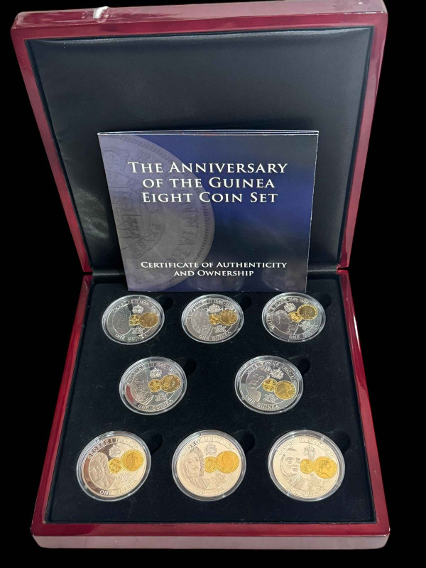 The Anniversary of the Guinea eight coin set with certificate.