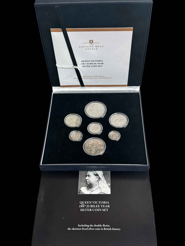 Queen Victoria 1887 Jubilee Year Silver coin set with certificate.