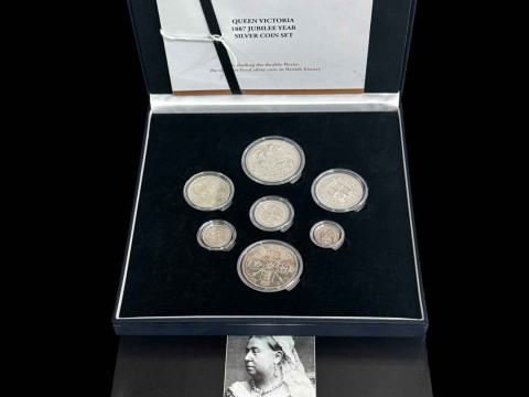 Queen Victoria 1887 Jubilee Year Silver coin set with certificate.