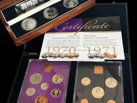The Last Predecimal and First Decimal Coinage and The Queen Elizabeth...