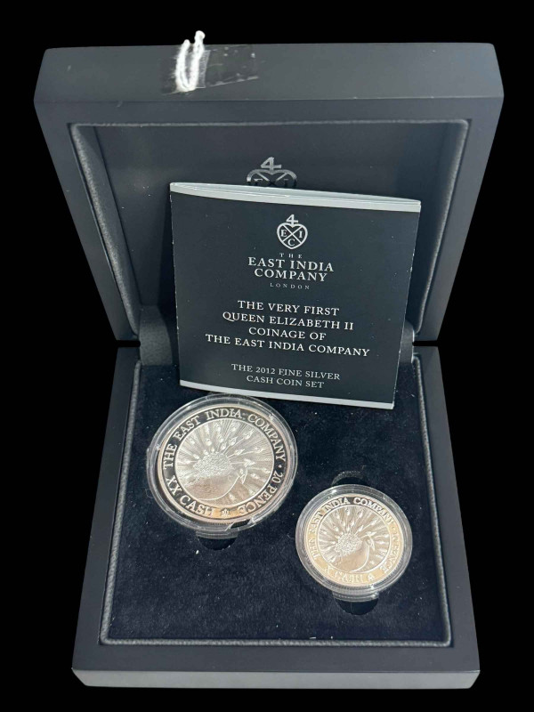 East India Company 'The Very First Queen Elizabeth II Coinage' 2012 fine silver cash coin set with certificate.