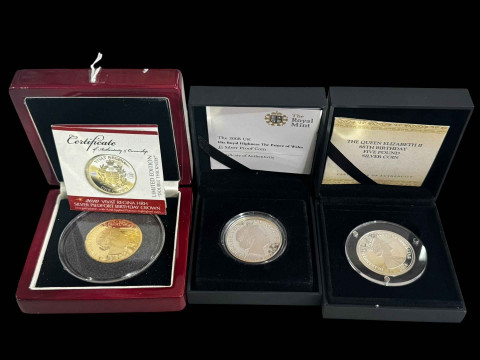 The 2008 HRH The Prince of Wales £5 silver proof coin, The QEII 88th...