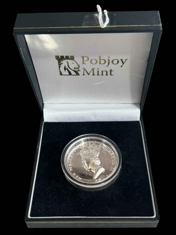 Pobjoy Mint Ascension Island High Relief Queens Portrait £5 silver coin, with certificate.