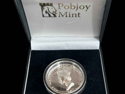 Pobjoy Mint Ascension Island High Relief Queens Portrait £5 silver coin,...
