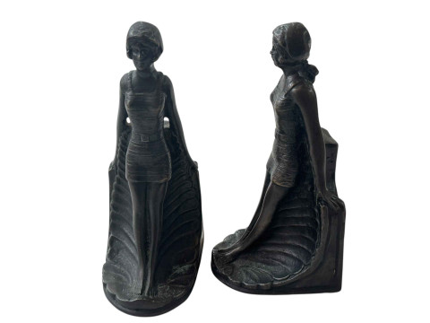 Pair of bronze effect Art Deco style bookends.
