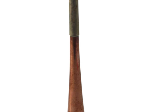 Antique copper and silvered metal hunting horn, 23cm.
