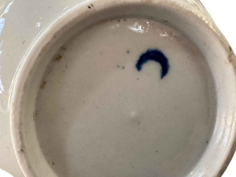 18th Century Worcester blue and white teapot and three lidded milk jugs. thumbnail