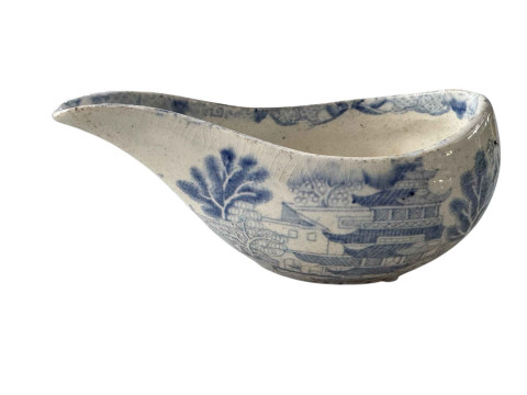 Circa 1830 blue and white pap boat.