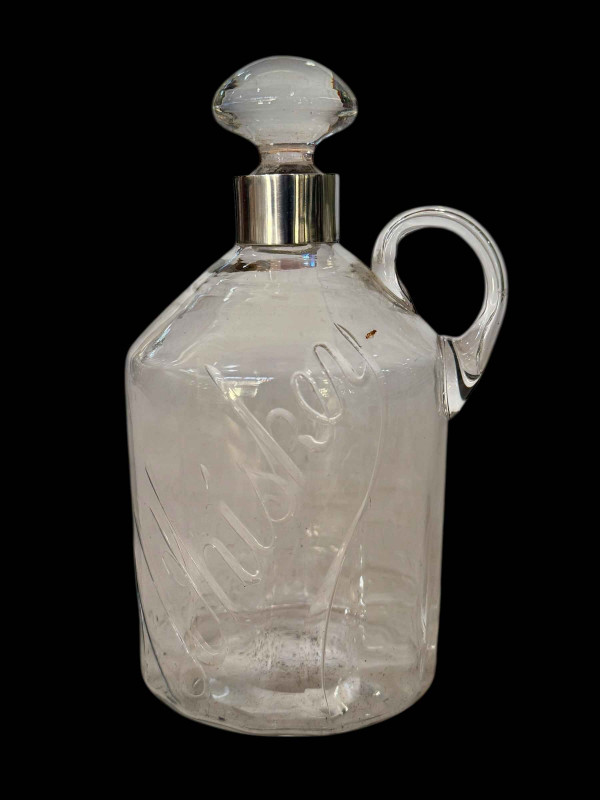 Silver collared whisky decanter, Sheffield 1896.