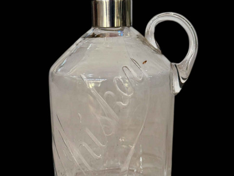 Silver collared whisky decanter, Sheffield 1896.