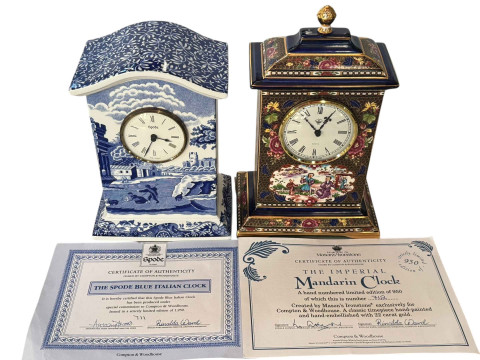 Spode Blue Italian limited edition mantel clock with COA and Masons Imperial...