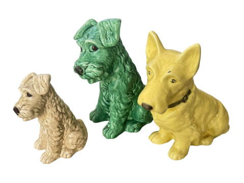Three Sylvac dogs, largest 29cm model number 1380